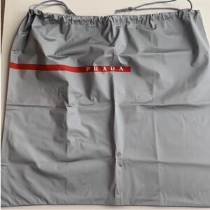 Prada Linea Rossa Silver Gray Vinyl Large Shoe Dust Bag Storage Travel Bag